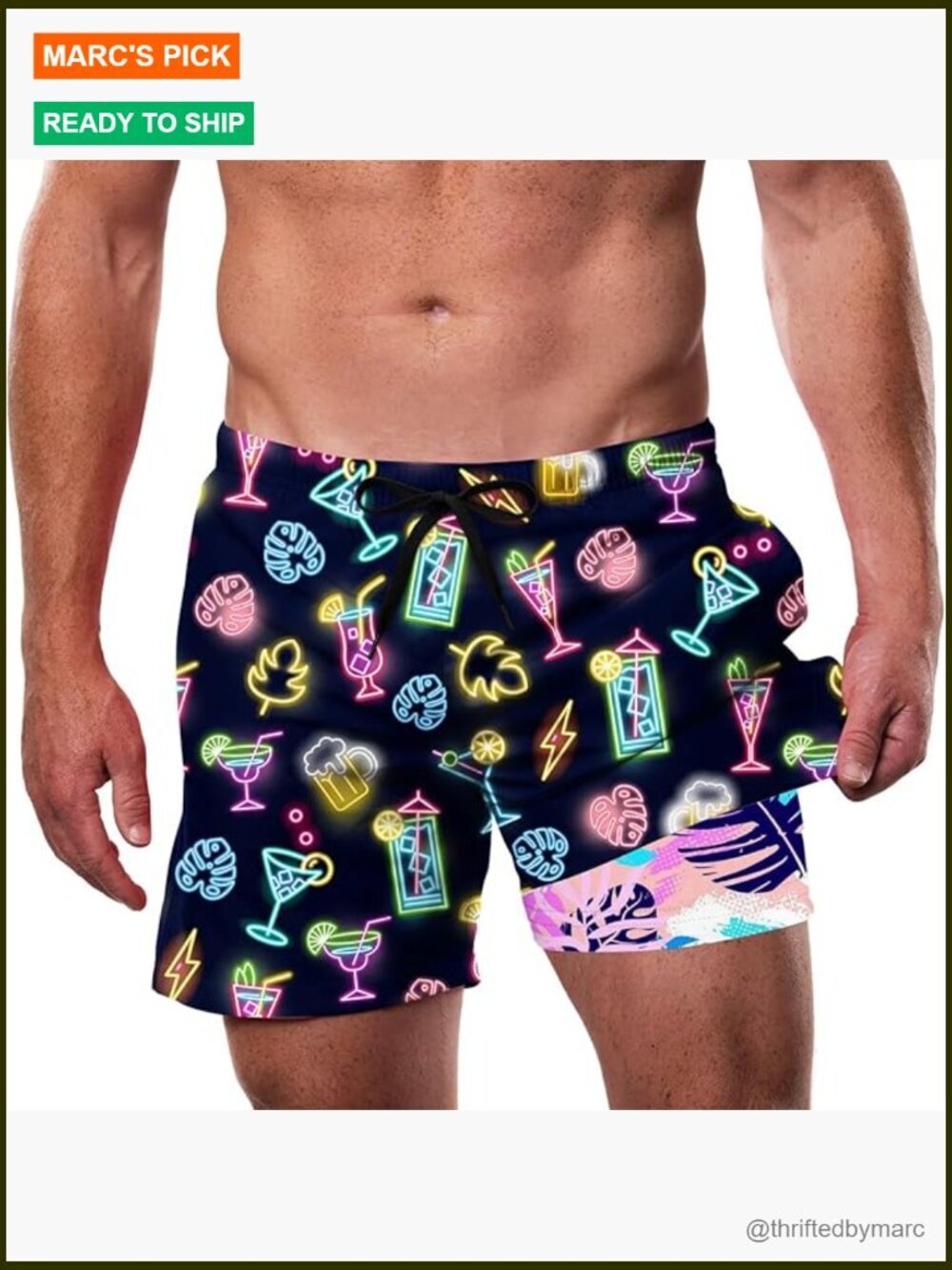Men's Quick Dry Swim Trunks with Compression Liner, 5.5" Inseam